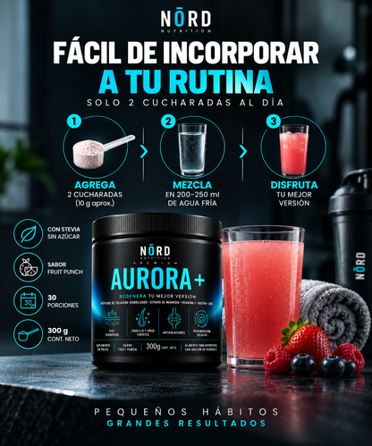 AURORA+ Colágeno 5 en 1 para Piel, Cabello y Articulaciones